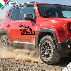 2 Adesivi Auto Personalizzati Adventure Montagna | Sticker in Vinile Laminato Resistente Intemperie e Lavaggi | Decalcomania con Nome/Associazione