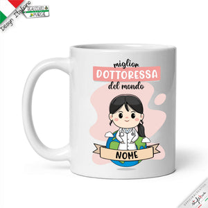 Tazza Dottoressa Personalizzata nel Nome e Capelli