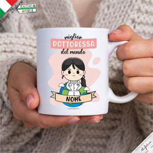 Tazza Dottoressa Personalizzata nel Nome e Capelli