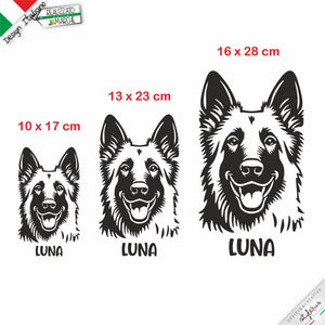 Adesivo Personalizzato Cane Pastore Belga con Nome – Vinile 3M™ Alta Resistenza