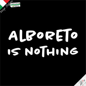 T-Shirt "Alboreto is Nothing" – Film Cult Vacanze di Natale 1983 – Scritta Lato Cuore – Intaglio Professionale Alta Resistenza
