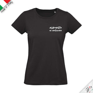 T-Shirt "Alboreto is Nothing" – Film Cult Vacanze di Natale 1983 – Scritta Lato Cuore – Intaglio Professionale Alta Resistenza