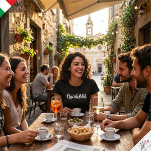 T-Shirt "No Vabbè" – Edizione Artigianale, Maglietta Ironica Donna / Uomo in Cotone