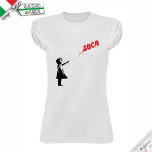 T-shirt da Donna "Bambina con Palloncino di Banksy" simpaticamente rivisitata, "There Is Always Hope”