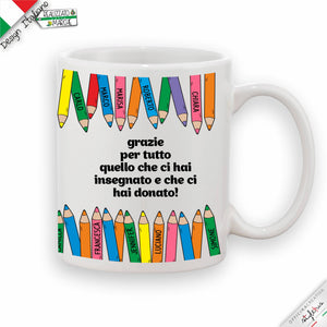 Tazza Personalizzata con Matite Colorate e Nomi dei Bambini