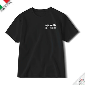 T-Shirt "Alboreto is Nothing" – Film Cult Vacanze di Natale 1983 – Scritta Lato Cuore – Intaglio Professionale Alta Resistenza